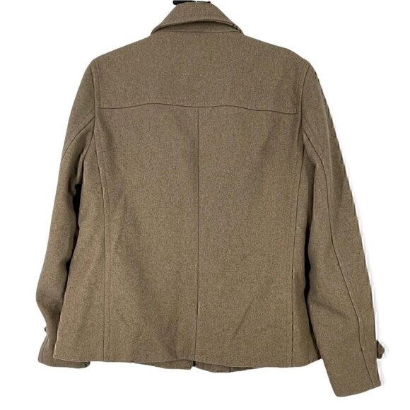 J Crew Wool Utility Field Jacket Large Tan Brown Coat Hidden Buttons Lined - Picture 5 of 5